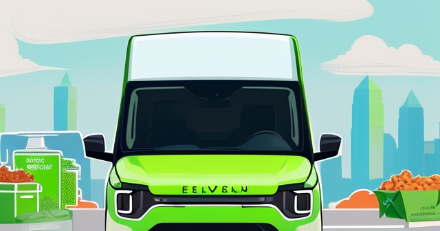 電動車減少碳足跡，插畫風格