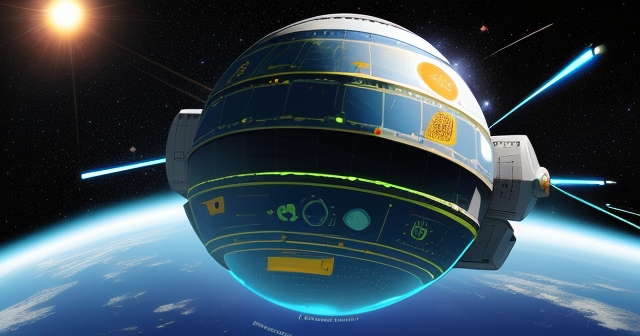 Aetherflux在太空中利用太陽能，示意圖風格