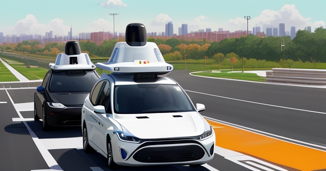 自動駕駛汽車叫車應用程式，插圖風格