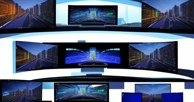 動態的城市風景,顯示數位廣告牌