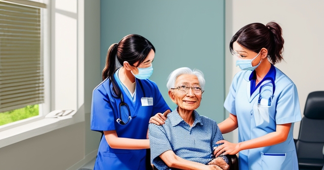 一位居家醫療護理人員正在協助病患