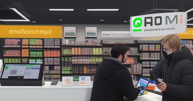 人在商店中使用行動錢包進行交易