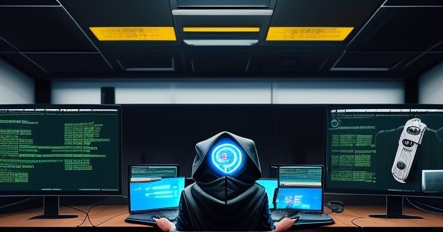 一位駭客正坐在電腦前工作