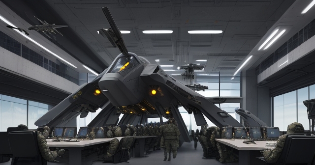 高科技軍事武器在戰鬥中運作
