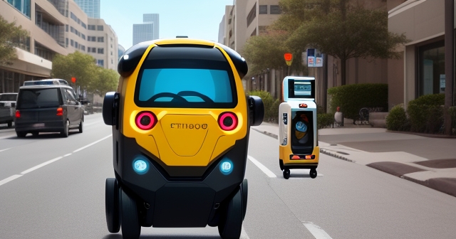 奧斯汀的天際線，物流機器人在街道上運行