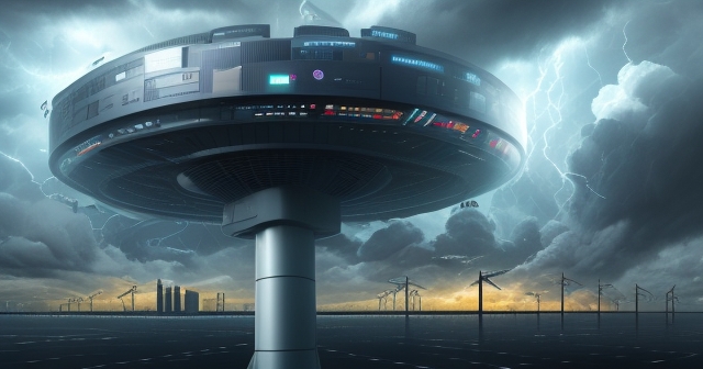 人工智慧正在螢幕上分析天氣模式