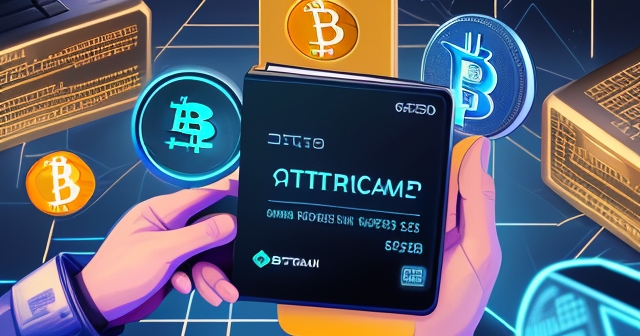 一個未來主義風格的錢包，裡面流出比特幣符號