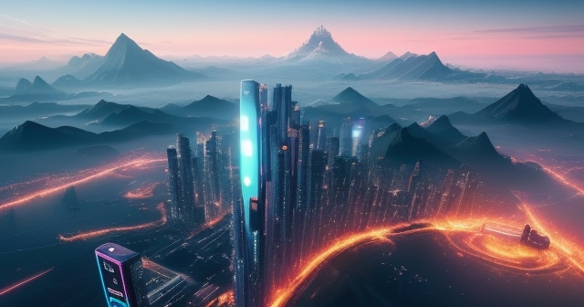 未來科技主題的街頭景象