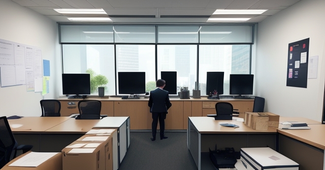 一名員工正在打包物品進箱子中