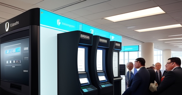 大眾使用加密貨幣提款機的場景