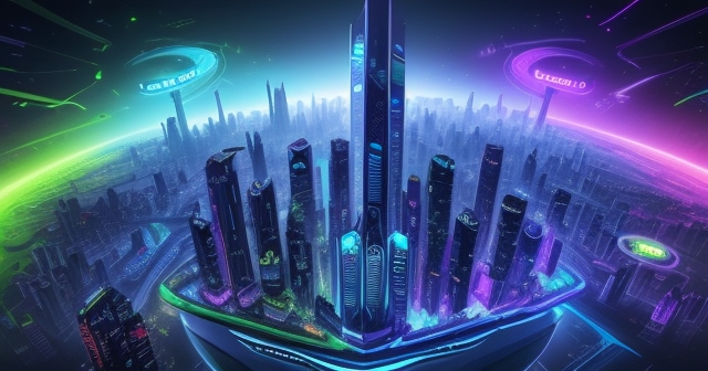 未來城市天際線，融合遊戲元素