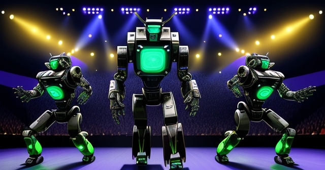 波士頓動力的 Spot 機器人在人們面前跳舞表演。