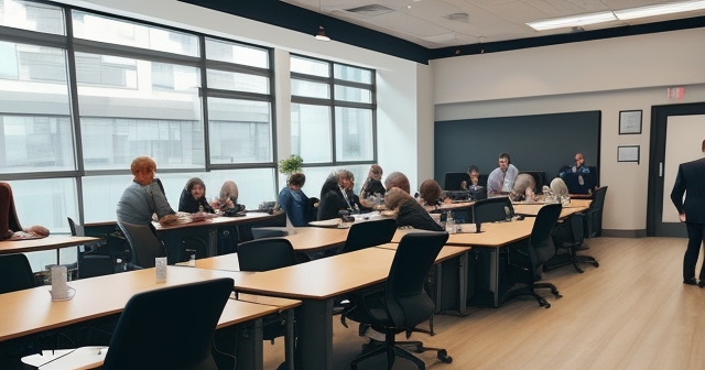 一個工作博覽會上，有希望的求職者