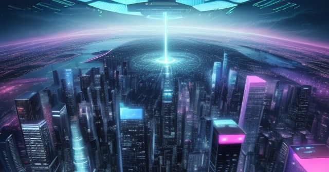 帶有AI元素的數位風景圖