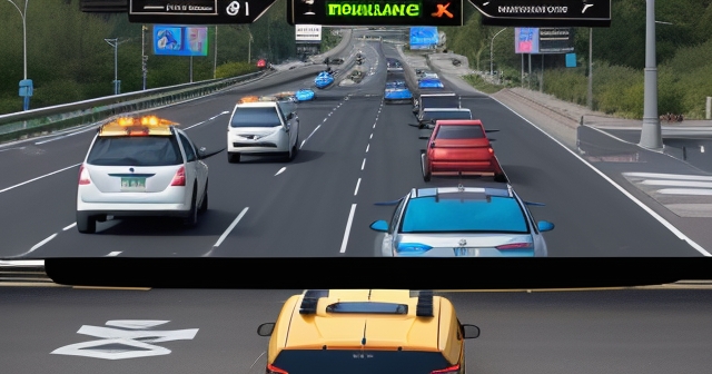 車輛在數位停止標誌前停下