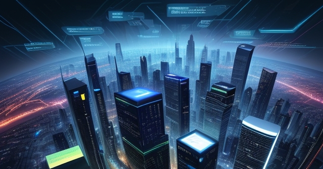 未來科技的數據中心概念圖