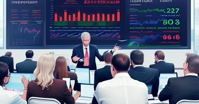 自信的企業家站在圖表前