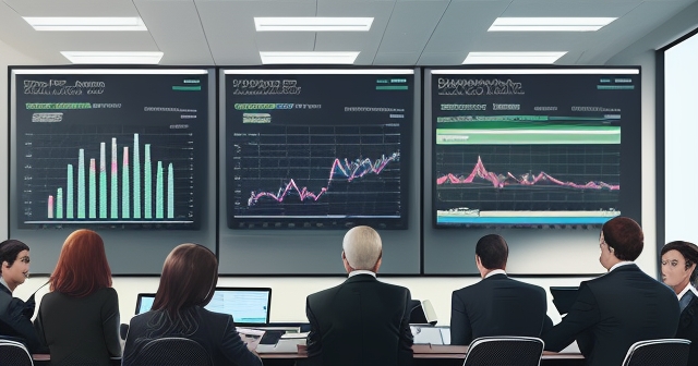 在商業會議中討論加密貨幣的情況，與會者正在積極交流與討論。