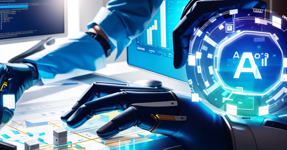 一位女性正在運用AI工具處理財務報告