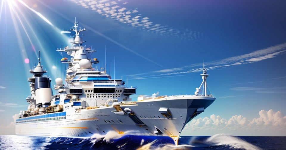 未來感十足的無人戰艦在海面上行駛