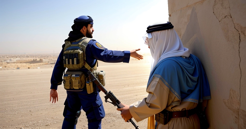 士兵在中東戰場上巡邏