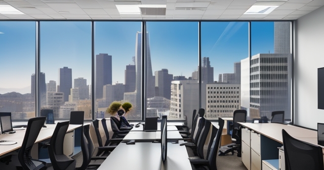 一棟空蕩蕩的舊金山辦公樓