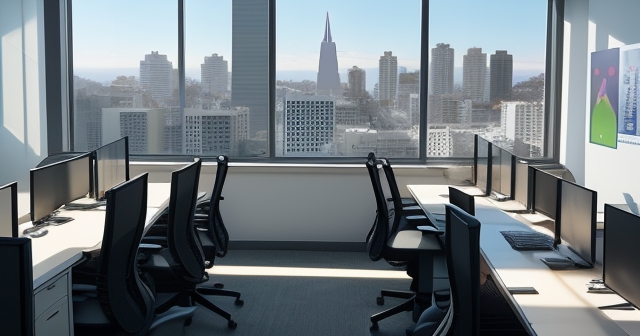 OpenAI 的新辦公空間上方掛著 OpenAI 標誌