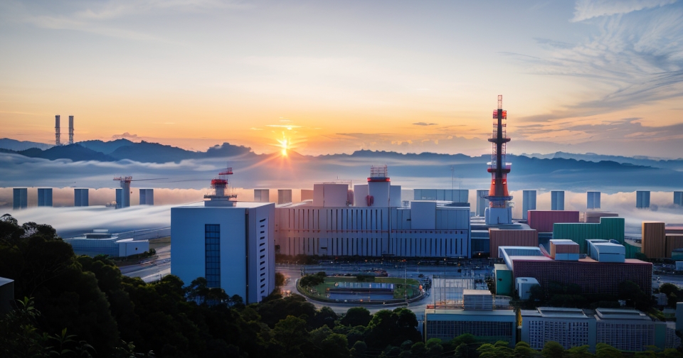 台灣半導體工廠在日出時分