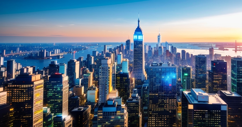 帶有人工智慧圖像的華爾街天際線