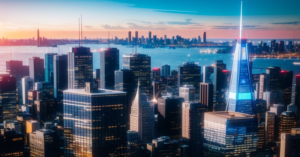 帶有人工智慧圖像的華爾街天際線