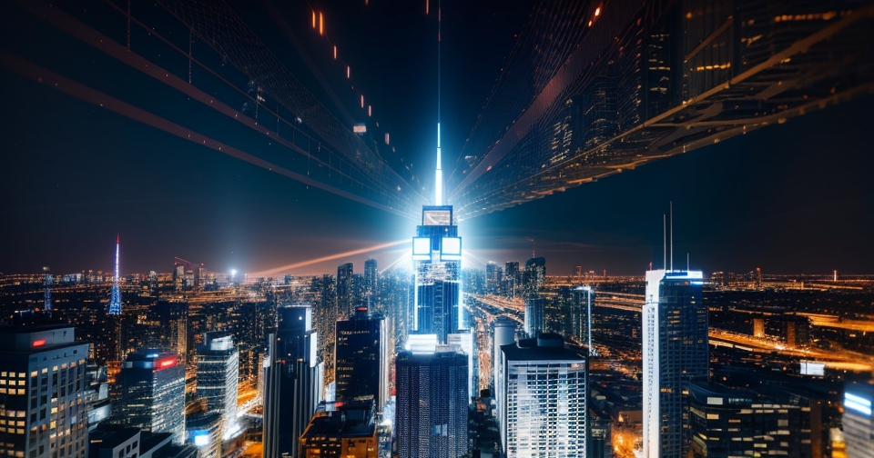 帶有人工智慧圖像的華爾街天際線