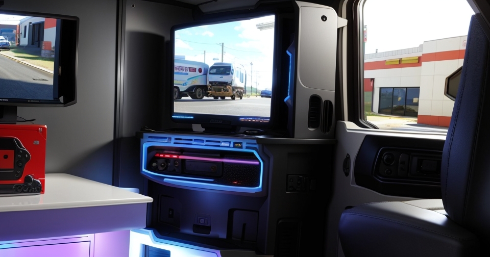 被闖入的卡車內部，缺少多台遊戲主機。