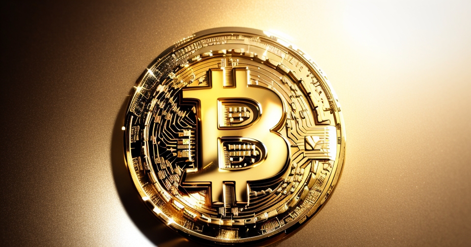 金色紋理的比特幣符號