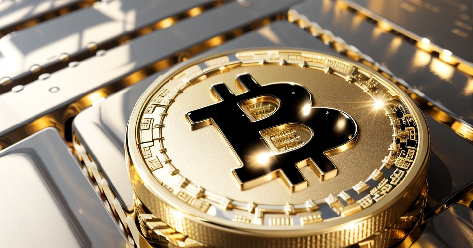 金色紋理的比特幣符號