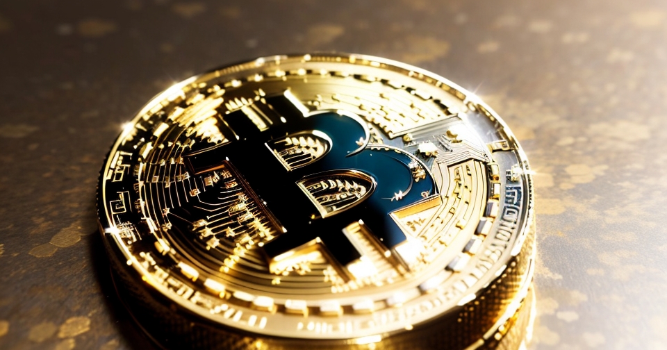 金色紋理的比特幣符號