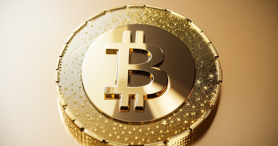 金色紋理的比特幣符號