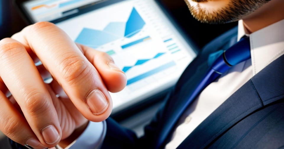 一位男商人在分析比特幣數據