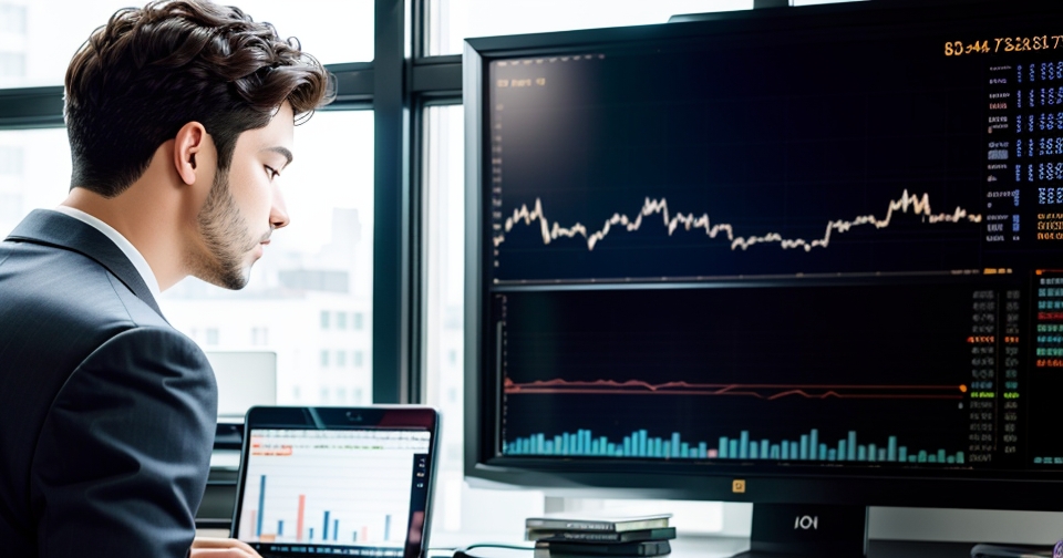 一位男商人在分析比特幣數據
