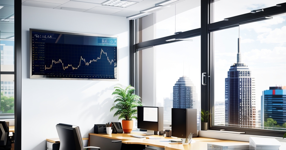 企業辦公室內展示比特幣清算風險的圖表