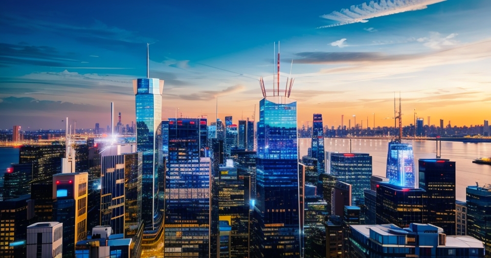 繁忙的金融區夜景