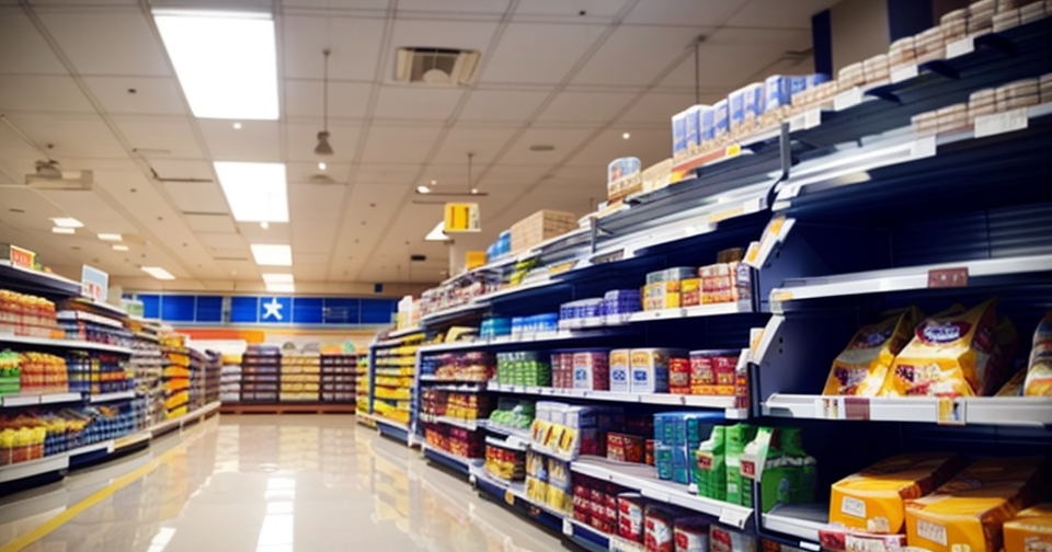 一個超市的貨架空空