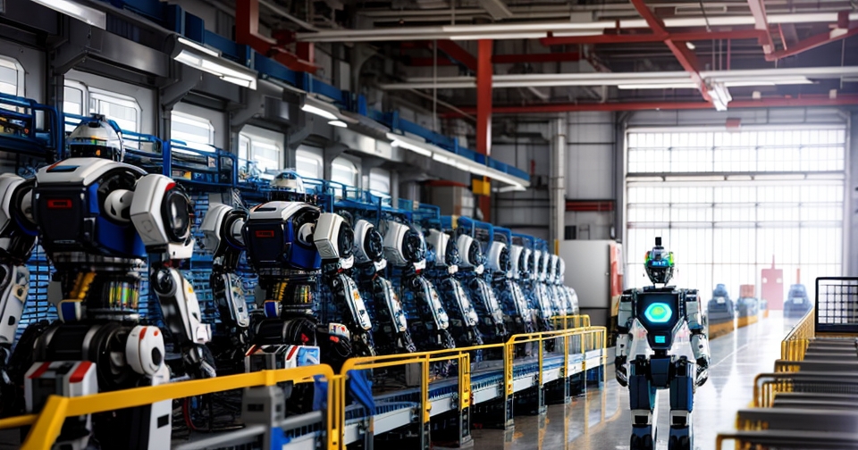 中國工廠內的人形機器人運作