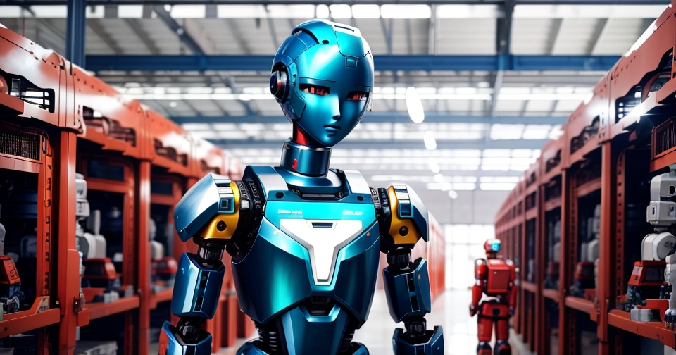 大型人形機器人在展示會上