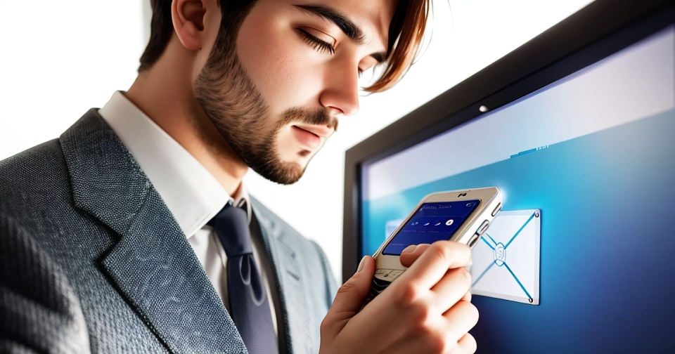 一位男子正在收到可疑訊息