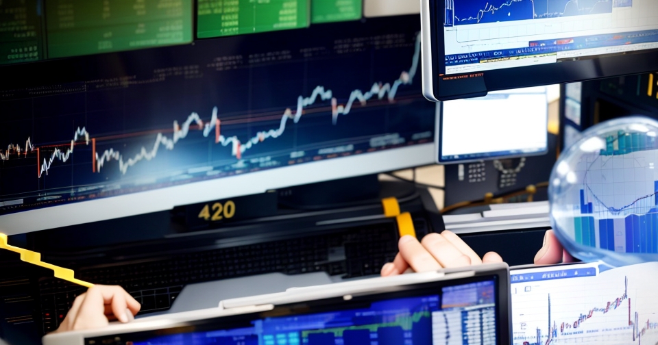 交易員正在分析股票市場