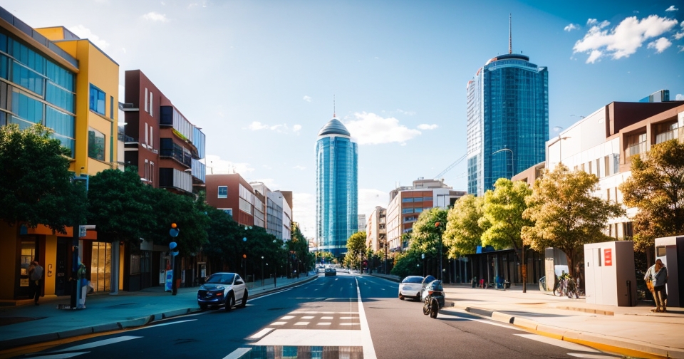電動滑板車在城市中運行