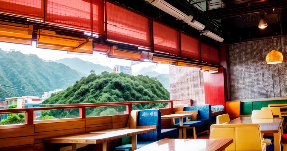 台灣充滿活力的咖啡店內景