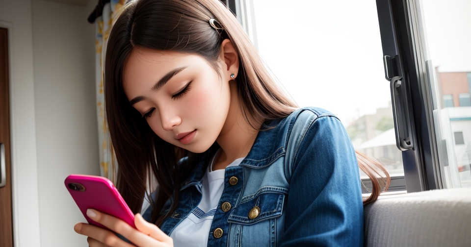 一位年輕女性正在使用智慧型手機