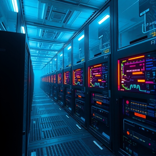 一個正在運作的AI伺服器農場