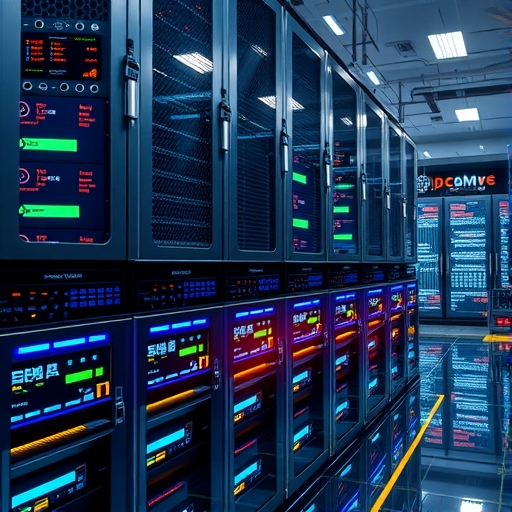 一個正在運作的AI伺服器農場